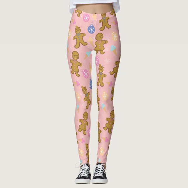 Gingerbread Man,Christmas balls Leggings (Front)