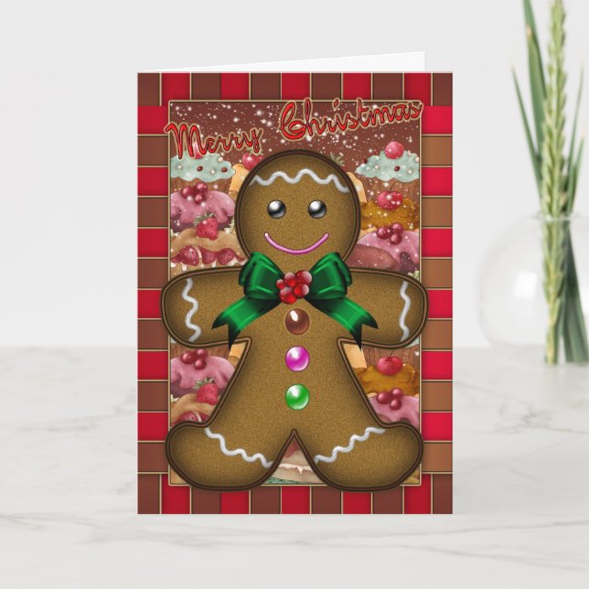 Gingerbread Man Christmas Card - Merry Christmas (Front)