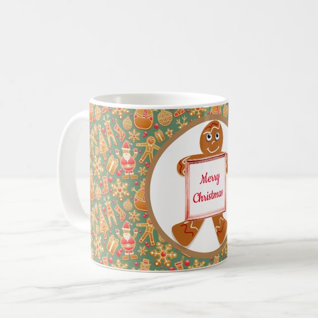 Gingerbread Man Christmas Coffee Mug (Front Left)