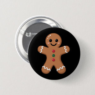Gingerbread Man Christmas Cookie Baking Holiday Button