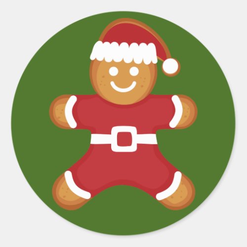 Gingerbread Man Christmas Cookie Classic Round Sticker