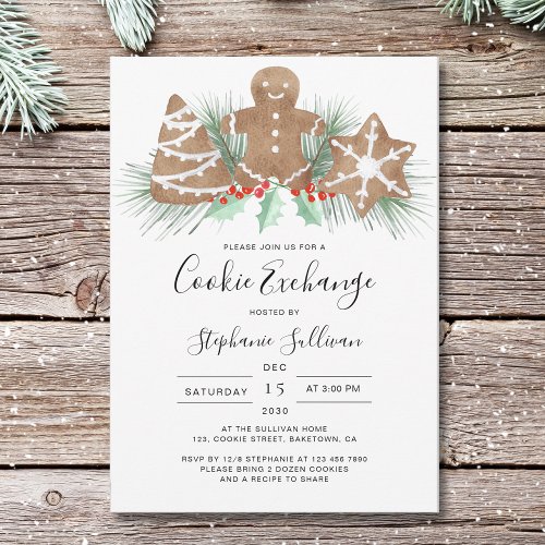 Gingerbread Man Christmas Cookie Exchange Party In Invitation
