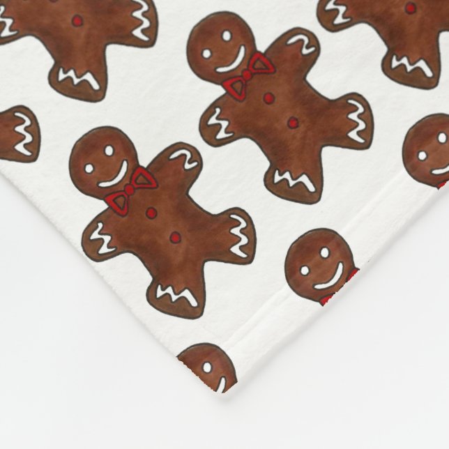 Gingerbread Man Christmas Cookie Holiday Baking Fleece Blanket (Corner)