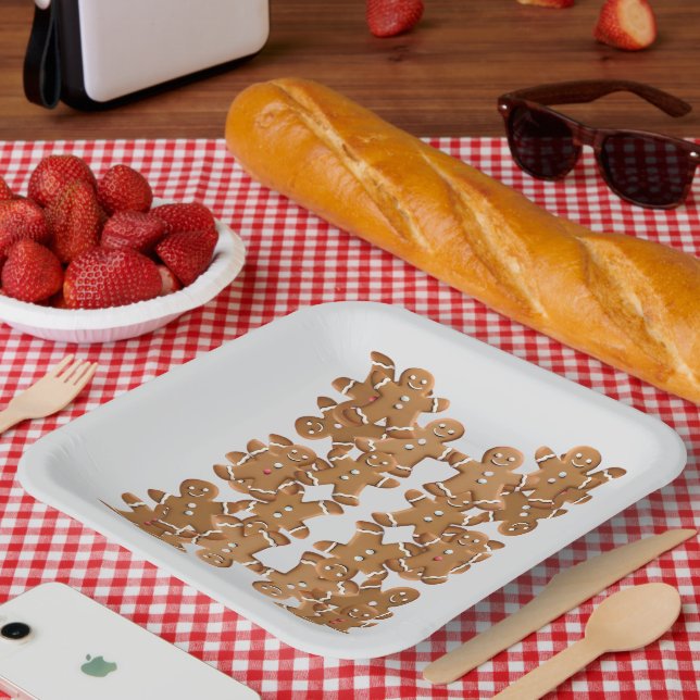 Gingerbread Man Christmas Cookie Holiday Baking  Paper Plates (Picnic)