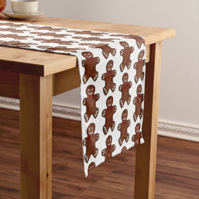 Gingerbread Man Christmas Cookie Holiday Baking Short Table Runner (In Situ)
