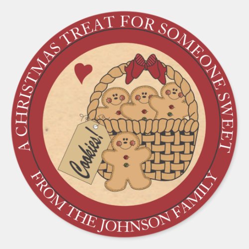 Gingerbread Man Christmas Cookies  Classic Round Sticker