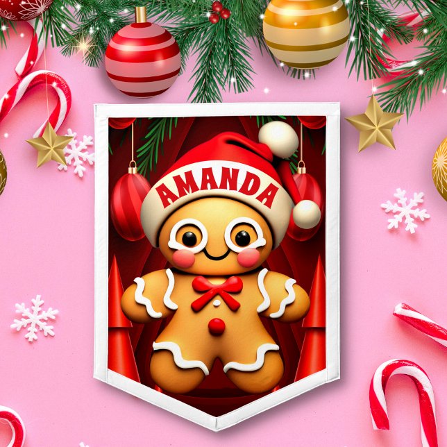 Gingerbread Man Christmas Custom Kids Room Wall Pennant (Creator Uploaded)