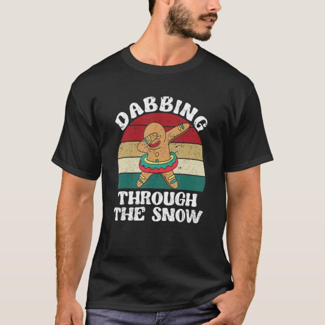 Gingerbread Man Christmas Dab Dance Dabbing Throug T-Shirt (Front)