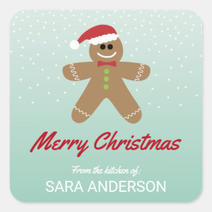 Gingerbread Man Christmas From The Kitchen Of Square Sticker
