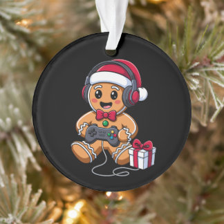Gingerbread Man Christmas Gamer Headphones Gift Ornament