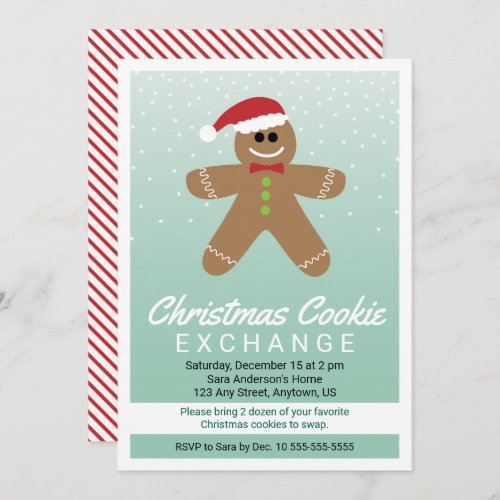 Gingerbread Man Christmas Holiday Cookie Exchange Invitation