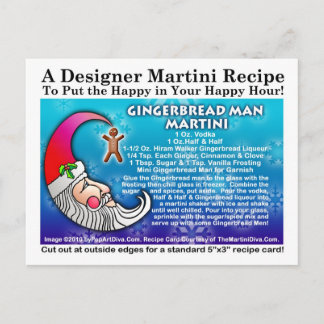 Gingerbread Man Christmas Martini Recipe Postcard