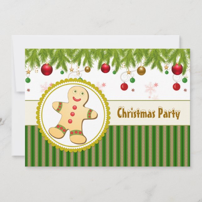 Gingerbread man Christmas Party Invitation (Front)
