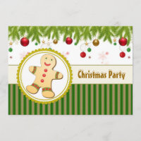 Gingerbread man Christmas Party Invitation