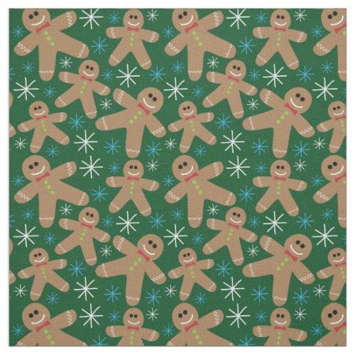 Gingerbread Man Christmas Pattern Fabric