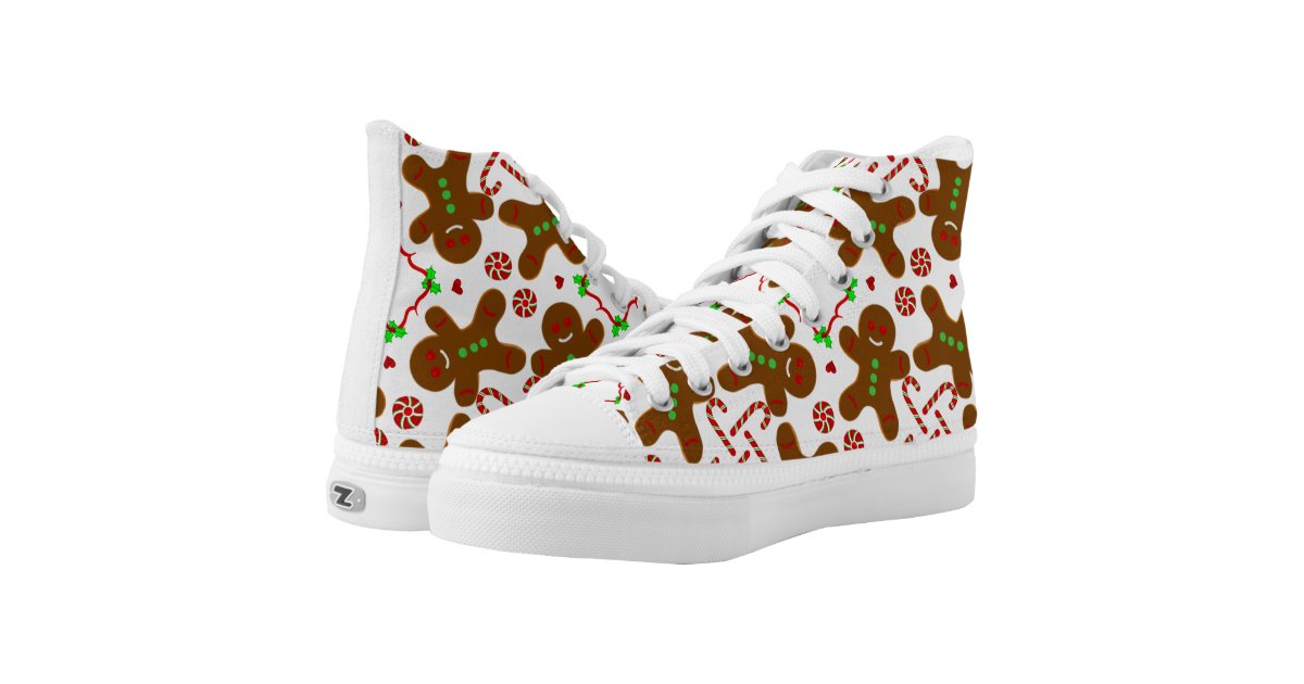 Gingerbread man Christmas personalizable High-Top Sneakers | Zazzle