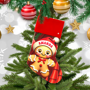 Gingerbread Man Christmas Personalized Kids Name Christmas Stocking