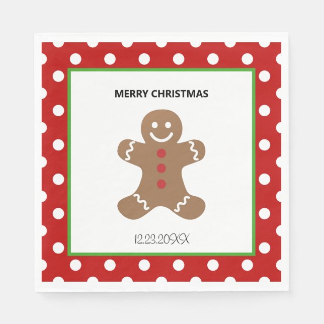 Gingerbread Man Christmas Personalized  Napkins (Front)