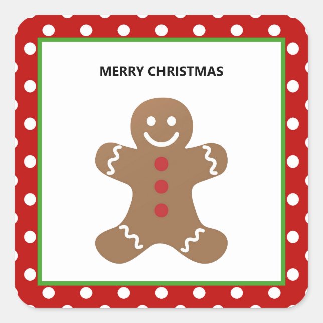 Gingerbread Man Christmas Personalized Square Sticker (Front)