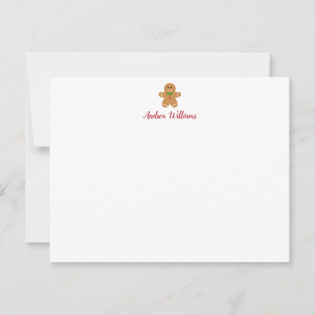 Gingerbread Man Christmas Personalized Stationery Note Card (Front)