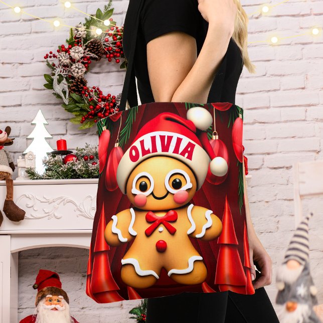 Gingerbread Man Christmas Personalized Women's Tote Bag (Creator Uploaded)