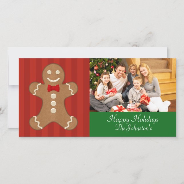 Gingerbread Man Christmas Photo Cards (Front)