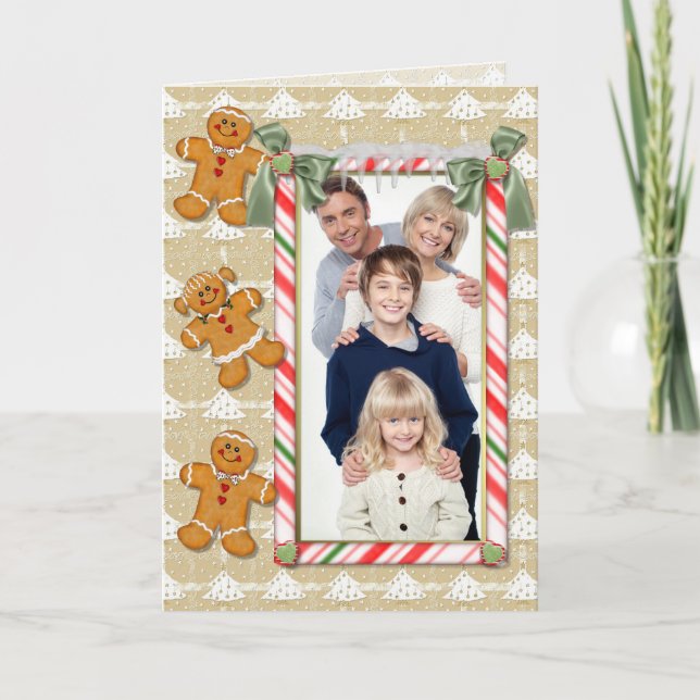 Gingerbread Man Christmas Photo Greeting Holiday Card (Front)