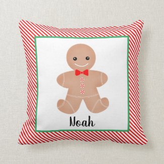 Gingerbread Man Christmas Pillow