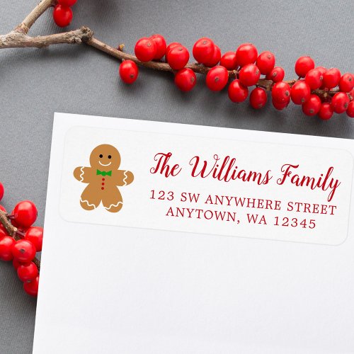 Gingerbread Man Christmas Return Address Label