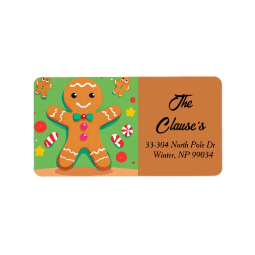 Gingerbread Man Christmas Return Address Label