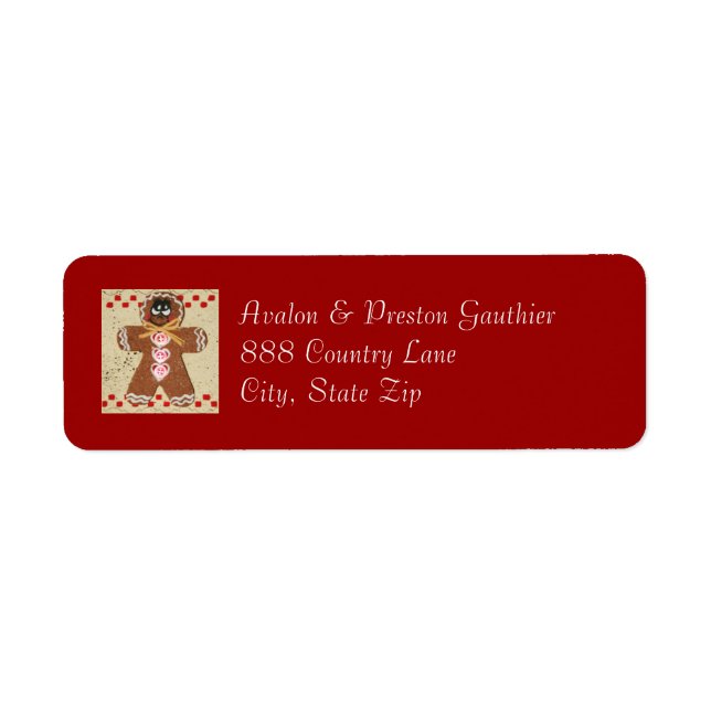 Gingerbread Man Christmas Return Address Labels (Front)