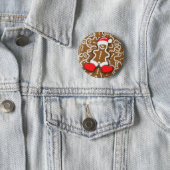 Gingerbread Man Christmas Santa Claus Button (In Situ)