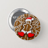 Gingerbread Man Christmas Santa Claus Button (Front & Back)