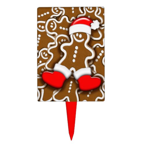 Gingerbread Man Christmas Santa Claus Cake Topper