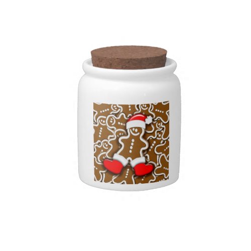 Gingerbread Man Christmas Santa Claus Candy Jar
