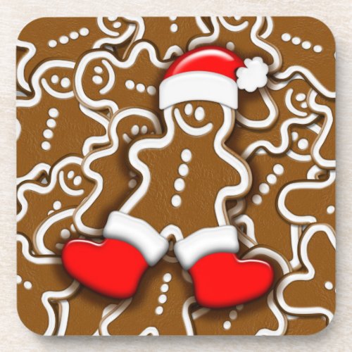 Gingerbread Man Christmas Santa Claus Drink Coaster