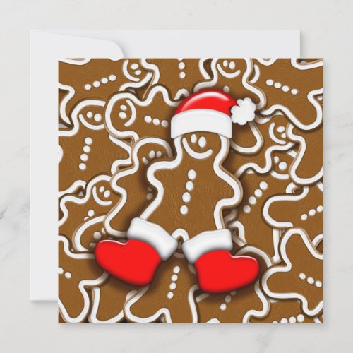 Gingerbread Man Christmas Santa Claus Invitation