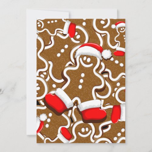 Gingerbread Man Christmas Santa Claus Invitation