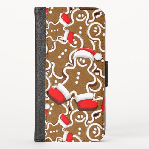 Gingerbread Man Christmas Santa Claus iPhone X Wallet Case