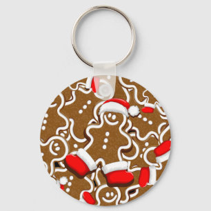 Gingerbread Man Christmas Santa Claus Keychain
