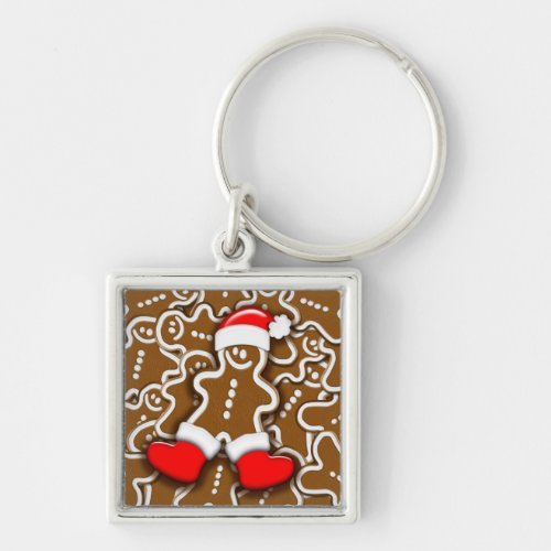 Gingerbread Man Christmas Santa Claus Keychain