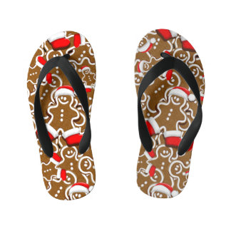 Gingerbread Man Christmas Santa Claus Kid's Flip Flops