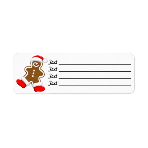 Gingerbread Man Christmas Santa Claus Label