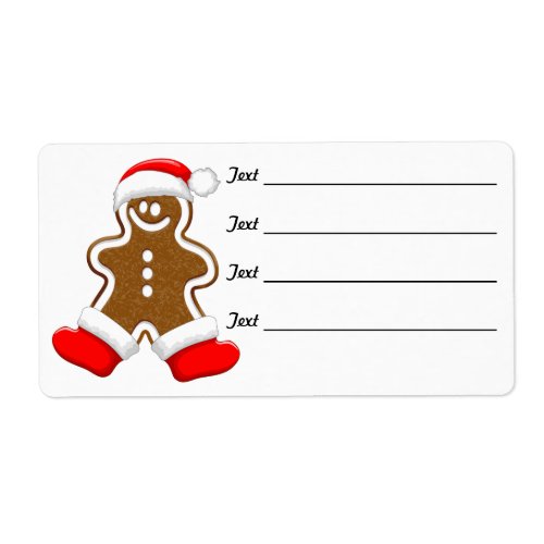 Gingerbread Man Christmas Santa Claus Label