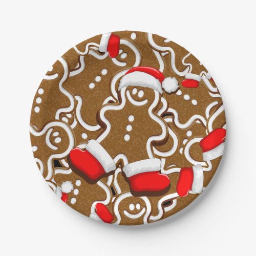 Gingerbread Man Christmas Santa Claus Paper Plates