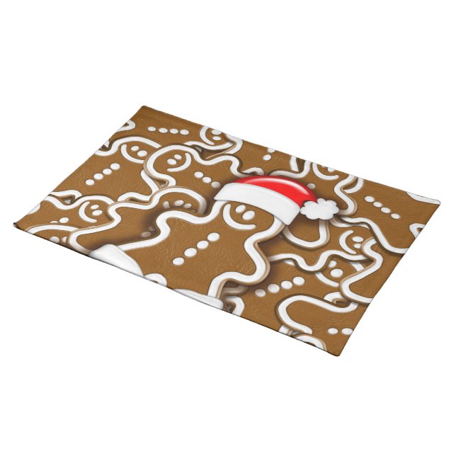 Gingerbread Man Christmas Santa Claus Placemat (On Table)
