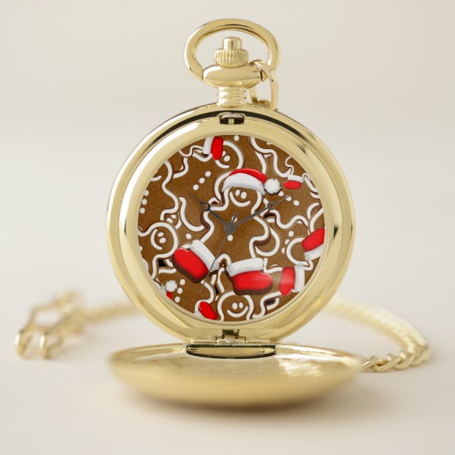 Gingerbread Man Christmas Santa Claus Pocket Watch (Inside)