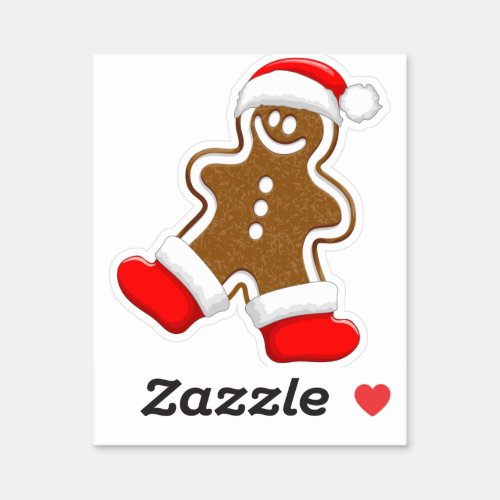 Gingerbread Man Christmas Santa Claus Sticker