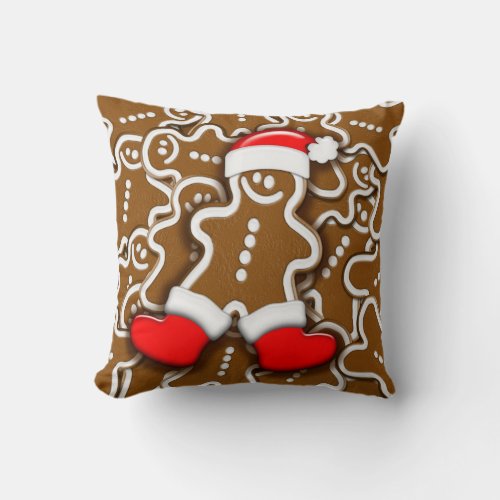 Gingerbread Man Christmas Santa Claus Throw Pillow