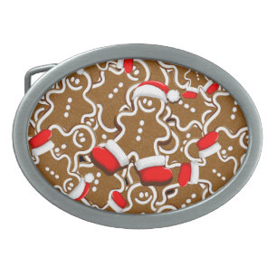 Gingerbread Man Christmas Santa Claus Throw Pillow Belt Buckle